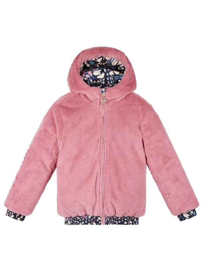 Omkeerbare jas "Bente" donkerblauw/roze