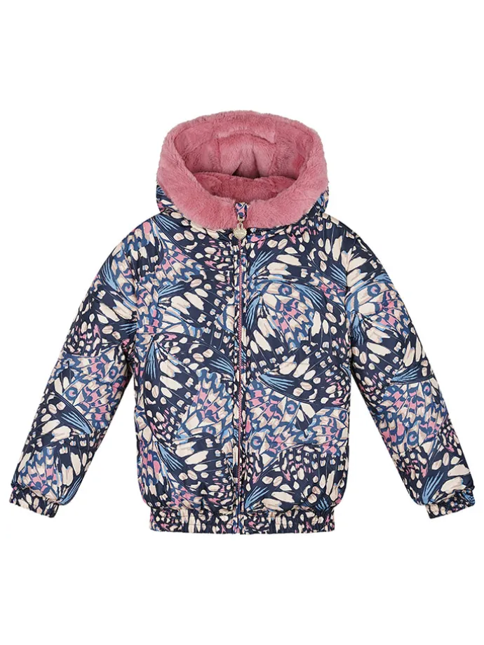 Omkeerbare jas "Bente" donkerblauw/roze