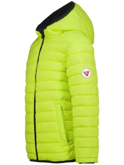 Omkeerbare tussenjas donkerblauw/neongeel