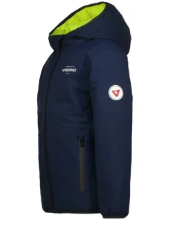 Omkeerbare tussenjas donkerblauw/neongeel