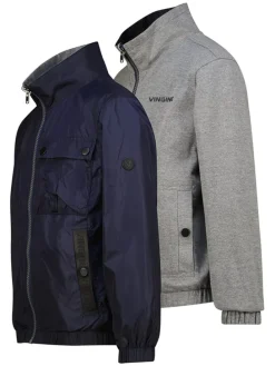 Omkeerbare tussenjas donkerblauw/grijs