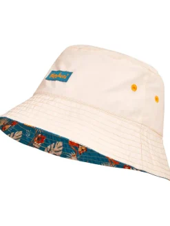 Omkeerbare zonnehoed crème/blauw/meerkleurig
