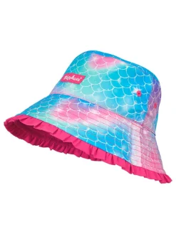 Omkeerbare zonnehoed "Zeemeermin" blauw/roze