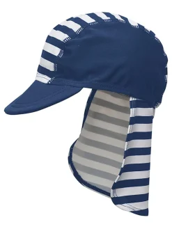 Pet met nekbescherming "Maritim" wit/donkerblauw