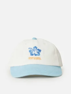 Pet "Washed Twill" crème/lichtblauw