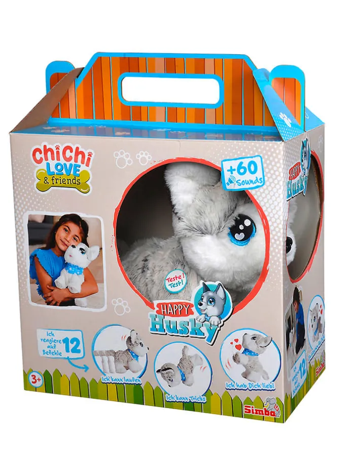 Pluchen dier "Happy Husky" grijs - vanaf 3 jaar