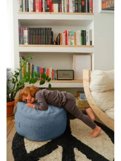 Poef "Panda" blauw - (H)20 x Ø 50 cm