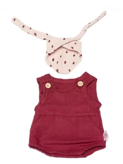 Poppenoutfit "Dune" lichtroze/bordeaux - vanaf 3 jaar
