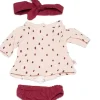 Poppenoutfit "Dune" lichtroze/bordeaux - vanaf 3 jaar