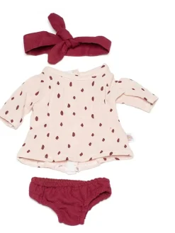 Poppenoutfit "Dune" lichtroze/bordeaux - vanaf 3 jaar