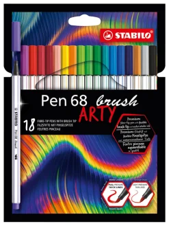 Premium viltstiften "STABILO Pen 68 brush - ARTY" - 18 stuks