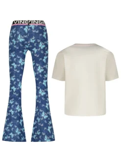 Pyjama crème/donkerblauw