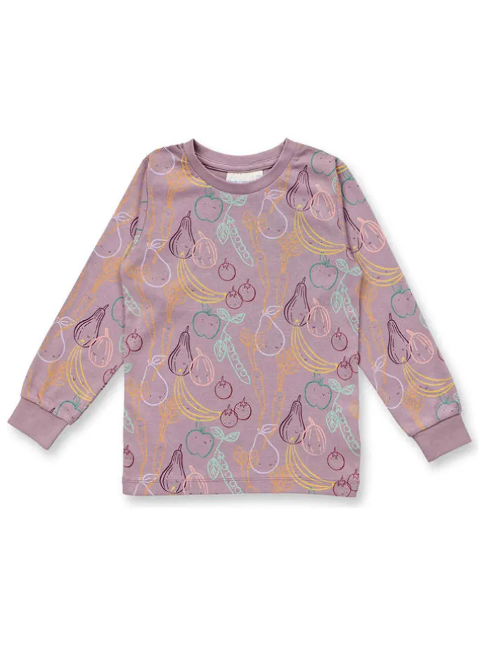 Pyjama "Long John" mauve/meerkleurig