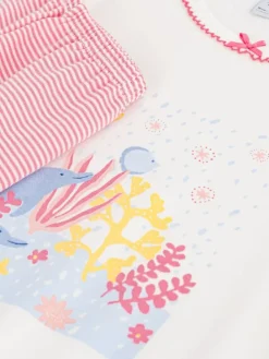 Pyjama wit/lichtroze