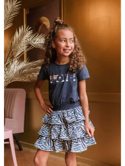 Rok donkerblauw/beige