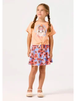 Rok lichtblauw/roze