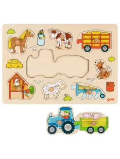 Steekpuzzel "Tractor met aanhangers" - vanaf 12 maanden