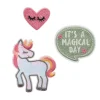 Textielen stickers "Unicorn" roze/groen/wit