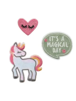 Textielen stickers "Unicorn" roze/groen/wit