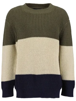 Trui kaki/beige/donkerblauw