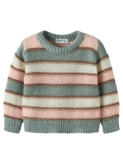 Trui ''Lernort'' groen/lichtroze/beige