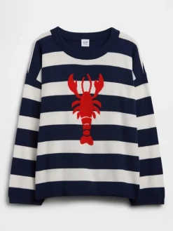 Trui wit/donkerblauw