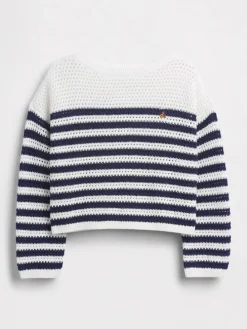 Trui wit/donkerblauw