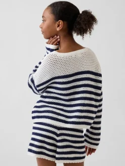 Trui wit/donkerblauw