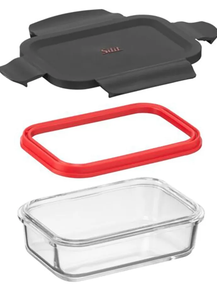 Voorraaddoos "Storio" antraciet/rood - (L)15 x (B)10 cm