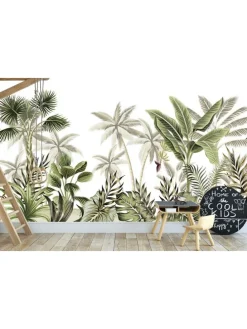 Wandsticker wit/groen - (L)100 x (B)100 cm