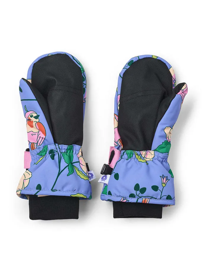 Wanten "Vogels en bloemen" paars