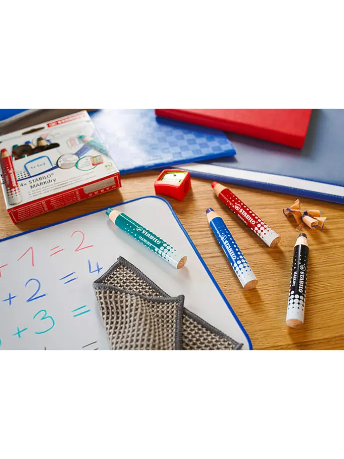 Whiteboardmarkeerstift & flipchartmarkeerstift "MARKdry" - 4 stuks + accessoires