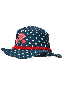 Zonnehoed "Hartjes" donkerblauw/rood